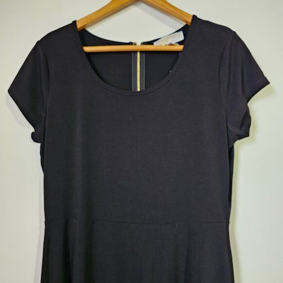 NWT MICHAEL KORS BLACK SCOOP NECK SKATER DRESS SHORT SIZE LARGE - Picture 3 of 16
